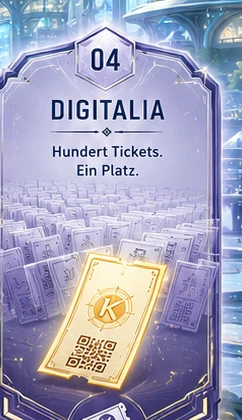 Offizielles Abzeichen Digitalia: Hundert Tickets. Ein Platz.