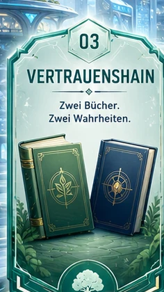 Offizielles Abzeichen Vertrauenshain: Zwei Bücher. Zwei Wahrheiten.